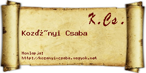 Kozányi Csaba névjegykártya