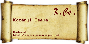 Kozányi Csaba névjegykártya